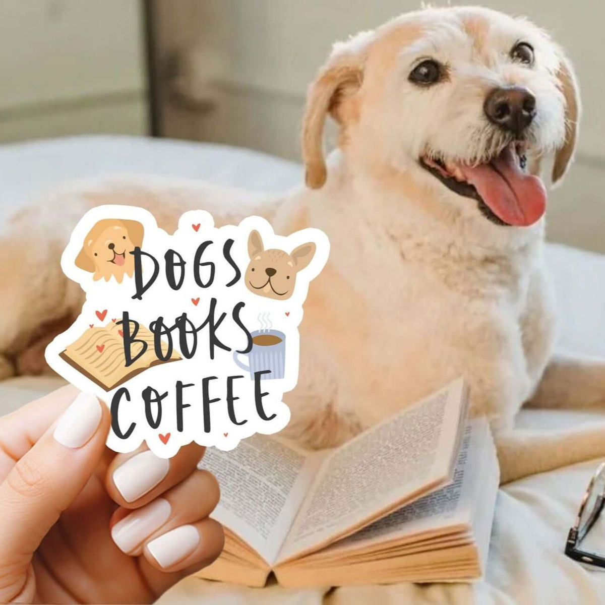 My Store Sticker Dogs Pets, Books and Coffee Sticker - Cat Mom - Dog Mom