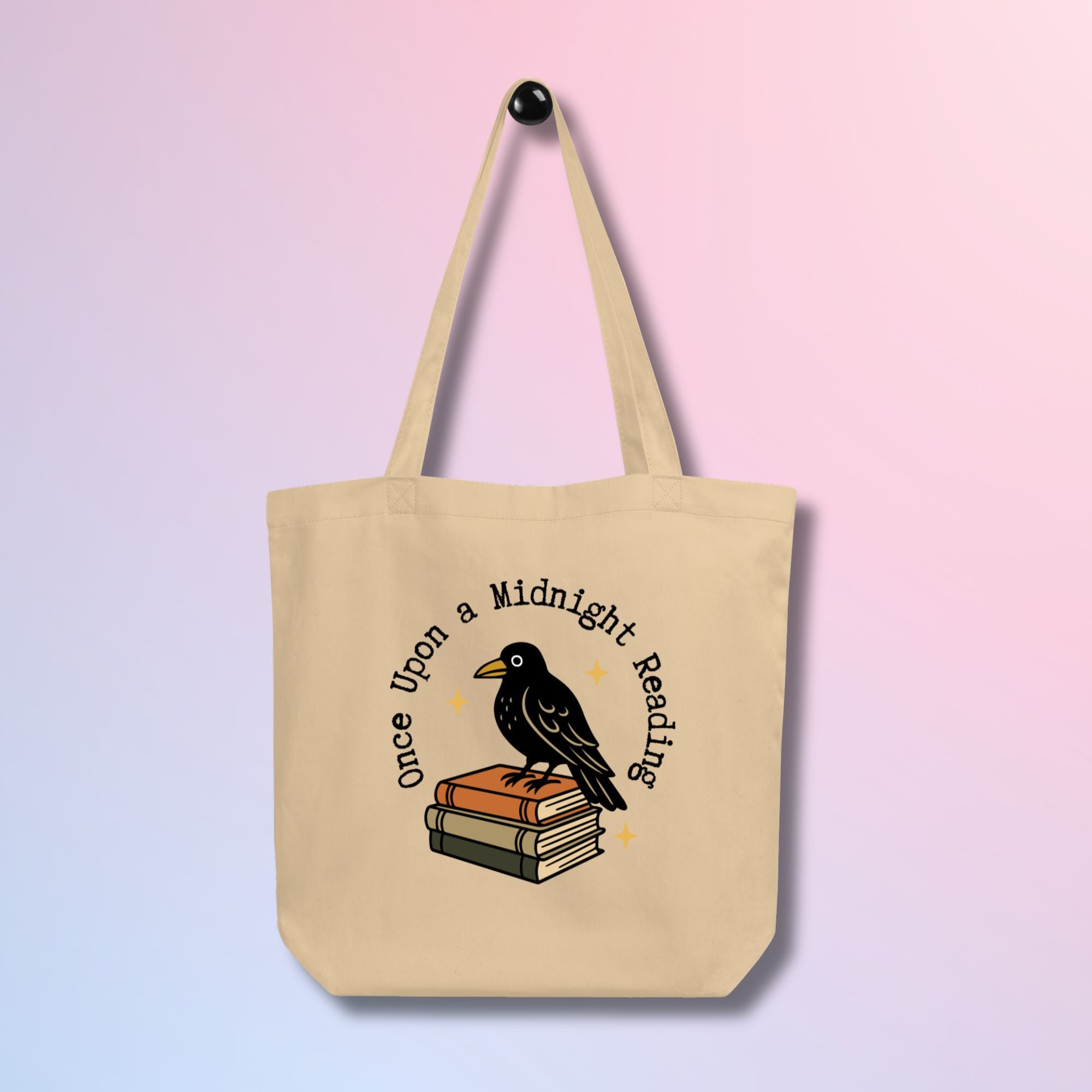 Dark academia tote bag inspired by Poe, perfect book lover gift idea.