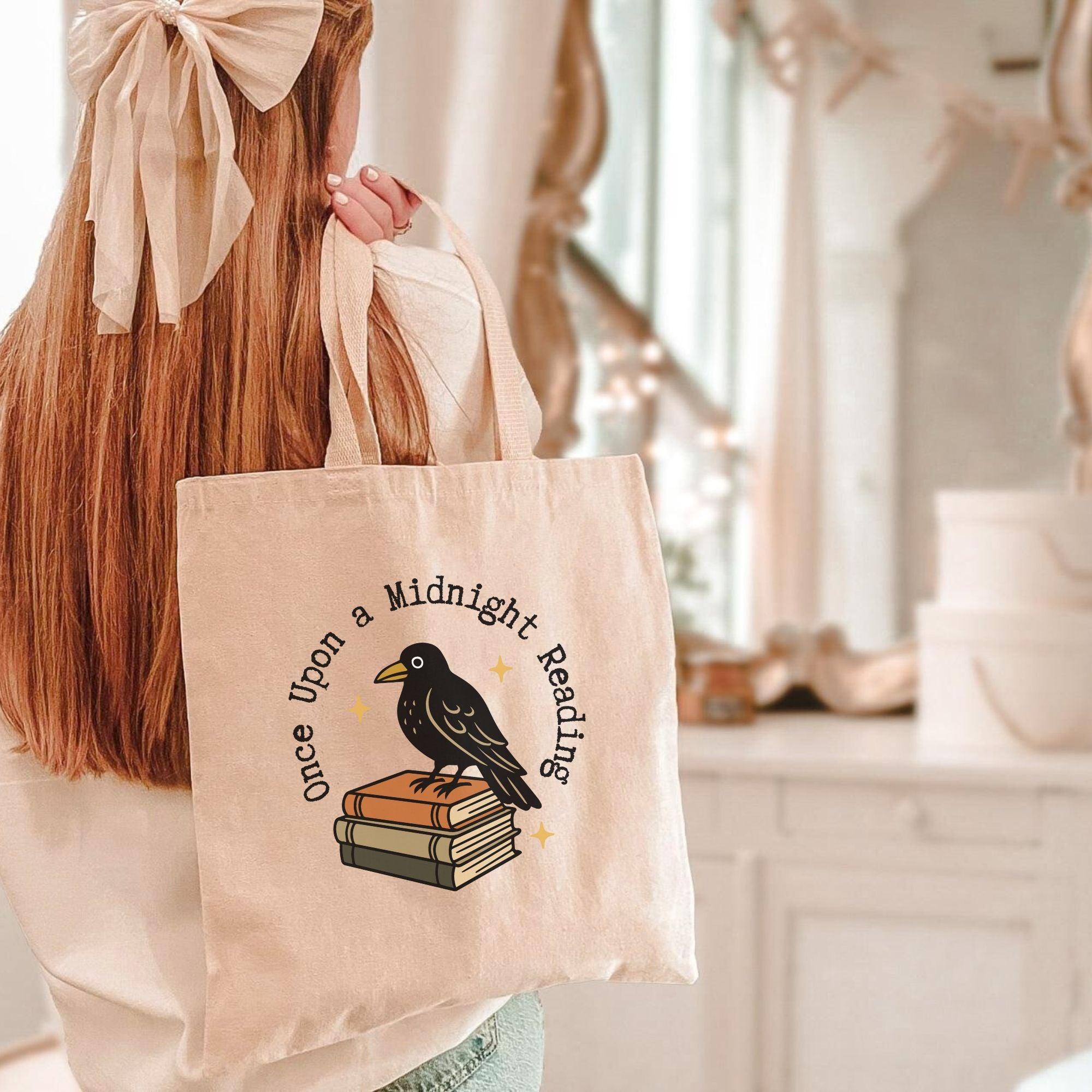 Once Upon a Midnight Reading tote for librarians, teachers, and classic lit fans.