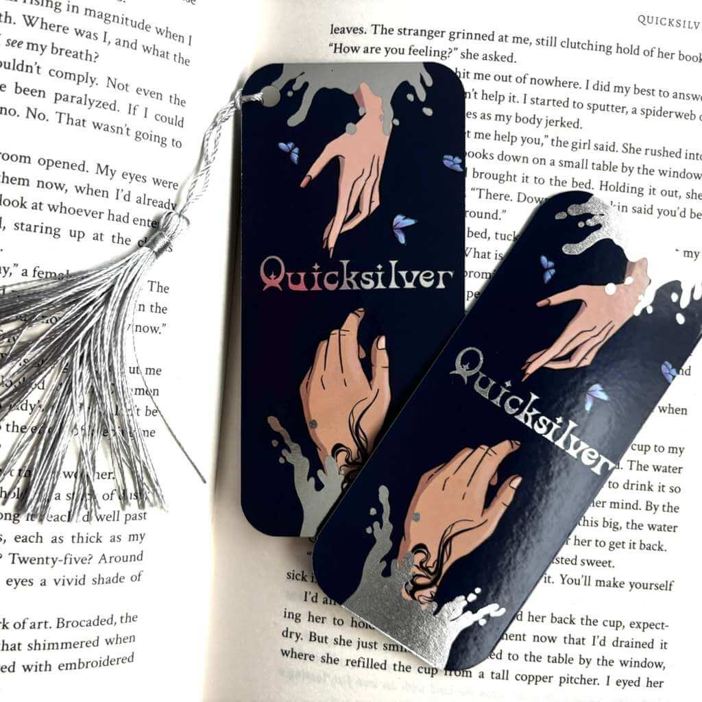 Bookish Queen Bookmarks Navy Quicksilver Foiled Bookmark - Limited Edition Collab @bubblebabyro