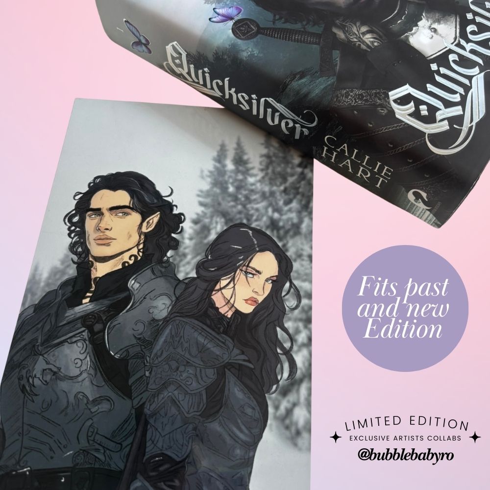 Collector’s edition book overlay with Quicksilver characters in detailed fantasy art