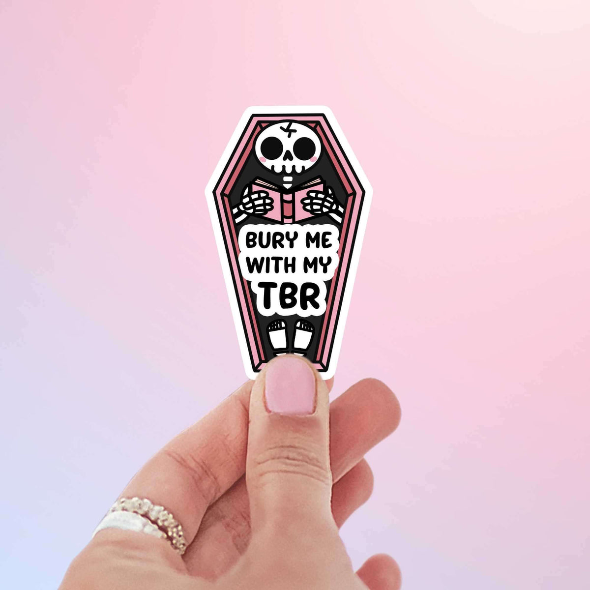 Bookish Queen Sticker Reader Skeleton Sticker - Bury Me with my TBR