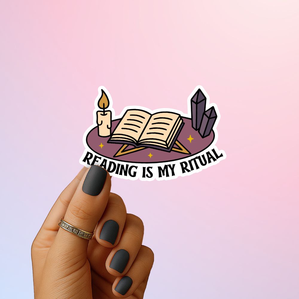 Spooky season bookish sticker perfect for witchy fall vibes.
