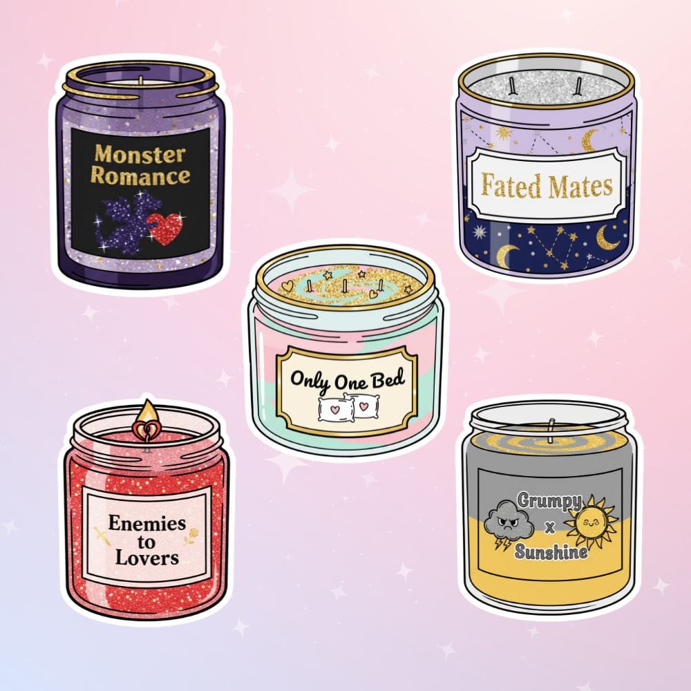Bookish Queen Sticker Romance Tropes Candle Stickers - Holographic