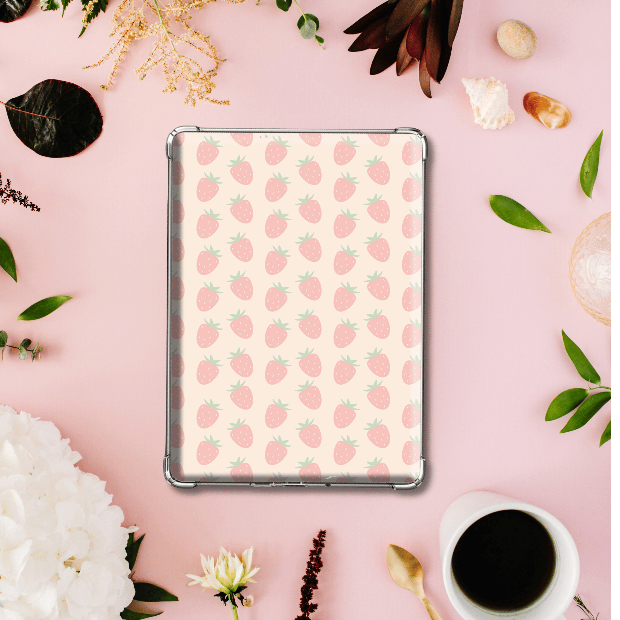 Strawberry Kindle Insert for Clear Case Feminine Printable E-reader Cute Back Kawaii Kindle Paperwhite DIY Decor Bookish Gift for Book Lover