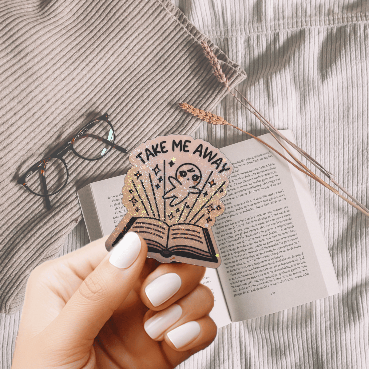 Bookish Queen Sticker Stars Holographic (Waterproof) Take Me Away Cute Bookish Sticker Holographic
