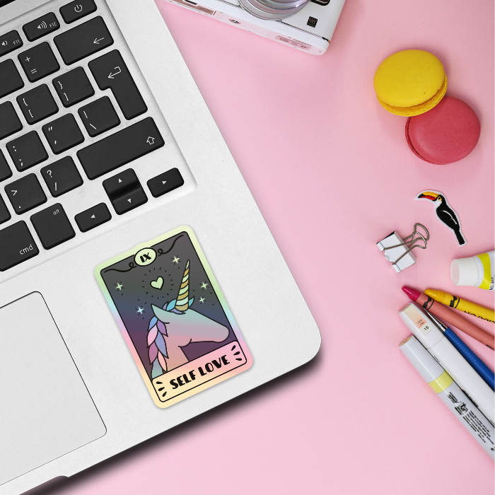 Bookish Queen Positivity Stickers Unicorn Tarot Card Sticker - Self Love