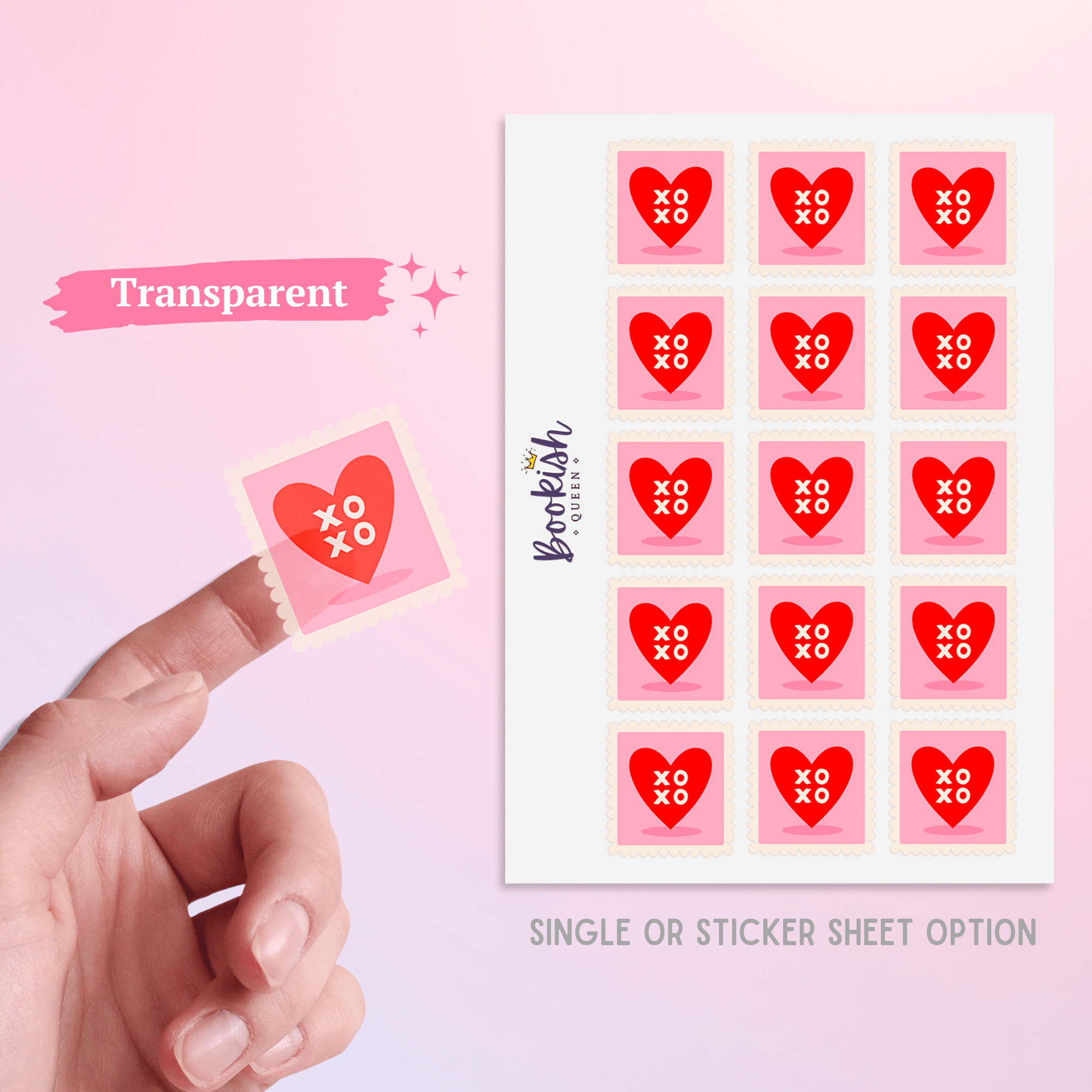 Valentines Stickers Xoxo Stickers Heart Stickers Transparent Stickers Postage Stamp Stickers Romantic Stickers Journaling Stickers Scrapbooking Stickers Planner Stickers Love Stickers Friendship Stickers Sticker Sheet Single Large Sticker